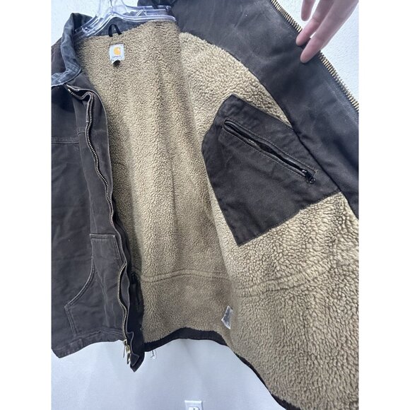 Carhartt C61 DKB Sherpa-Lined Work Coat Jacket Men’s 4XL Dark Brown Duck Chore - Picture 9 of 15